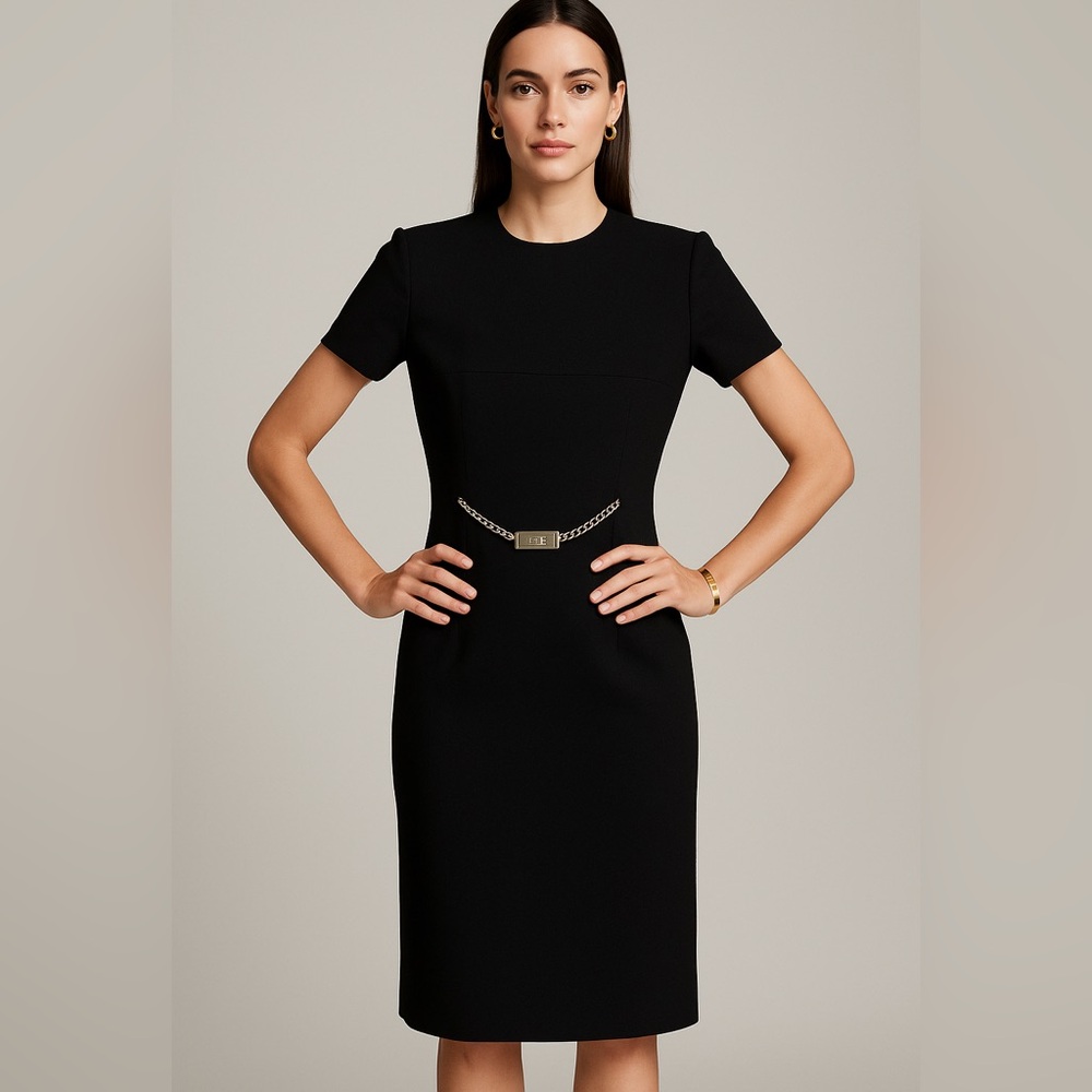 Celine Black Dress with Silver Hardware